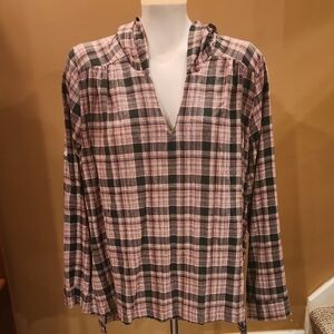 Umgee Plaid Blouse - Pink and Black